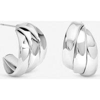 Jon Richard Women's Silver Plated Multirow Molten Hoop Earrings