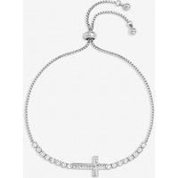 Jon Richard Women's Silver Plated & Crystal Cross Toggle Bracelet