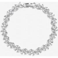 Jon Richard Women's Rhodium Plated Cubic Zirconia Floral Bracelet in Silver