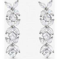Jon Richard Women's Rhodium Plated Cubic Zirconia Floral Earrings in Silver