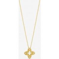 Jon Richard Women's Gold Plated Textured Crystal Clover Pendant
