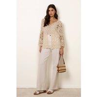 Blue Vanilla Women's Stone Long-Sleeved Crochet Cardigan | Size: Medium/Large