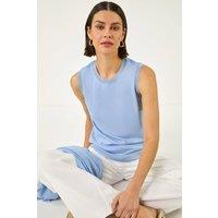 Roman Women's Shimmer Trim Knit Vest in Light Blue | Size: 12