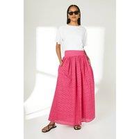 Principles Women's Broderie Maxi Skirt in Pink | Size: 12