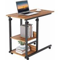Dprodo Movable C-Shape Desk, Height Adjustable Wooden Laptop Desk in Walnut | Size: 1 Pack