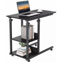 Dprodo Movable C-Shape Desk, Height Adjustable Wooden Laptop Desk in Black | Size: 1 Pack