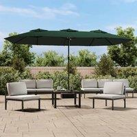 Berkfield Home Double-Head Parasol with LEDs Green 449x245 cm