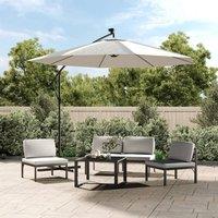 Berkfield Home Hanging Parasol with LED Lighting 300 cm Sand Metal Pole in Beige