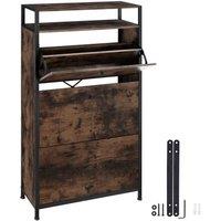 tectake Shoe Rack Braddock 61 Cm - Industrial Wood Dark, Rustic in Dark Brown