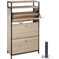 tectake Shoe Rack Braddock 61 Cm - Industrial Wood Light, Oak Sonoma in Light Oak