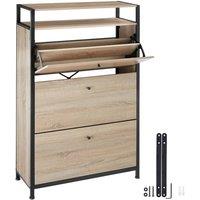 tectake Shoe Rack Buffalo 81 Cm - Industrial Wood Light, Oak Sonoma in Light Oak