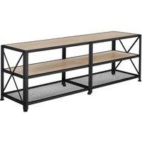 tectake Industrial Tv Stand - Lowboard Cabinet 3 Shelves Low Display Console in Light Brown | Size: 141 cm