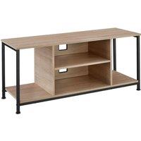 tectake Tv Stand - Lowboard Cabinet With 4 Compartments, Adjustable Shelf in Light Brown | Size: 120 cm
