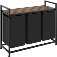 tectake Dual Laundry Basket 38 L - Black/Brown