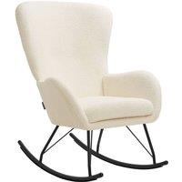 tectake Rocking Chair Swing - Armchair Steel Runners, Thick Padding in Cream