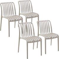 tectake Garden chairs Alcudia - durable, stackable & weather-resistant in Taupe | Size: 4 Person