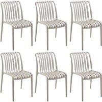 tectake Garden chairs Alcudia - durable, stackable & weather-resistant in Taupe | Size: 6 Person