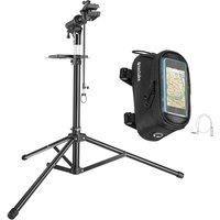tectake Bicycle Repair Stand & Frame Set Tripod 50 Kg - Black