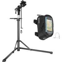 tectake Bicycle Set Repair Stand & Frame Bag 50 Kg - Black