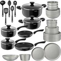 tectake 39 Pc Kitchen & Dinnerware Sets Una & Varese - Grey/Black