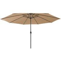 Berkfield Home Outdoor Parasol with LED Lights & Metal Pole 400 cm Taupe in Beige
