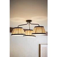 ValueLights Clara Black 3 Arm Ceiling Light with Pleated Shades