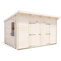 Dunster House Garden Log Cabin 4m x 3m 24mm Double-Glazing, Superfelt Included in Natural