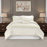Snug City Embroidered Floral Duvet Cover Set Luxury Bedding Matching Pillowcases in Cream | Size: Super King