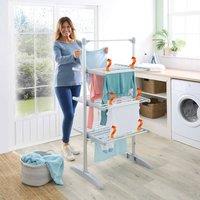 Coopers of Stortford 3-Tier Heated Clothes Airer, 30 Heated Tubes, 17m in Silver