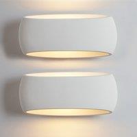 Harper Living 2X Large Wall Sconce Lamp with White Oval Ceramic Shade, Plaster Wall Light