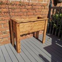 Samuel Alexander 41cm x 82cm Medium Rustic Chunky Wooden Raised Flower Bed Planter in Brown | Size: 41 cm x 82 cm