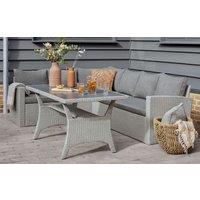 Mint Outdoor Stockholm Outdoor Lounge Set- 6 Seats Removable Cushions Garden Rattan- Grey