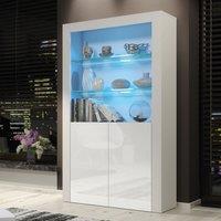 Creative Furniture Spectrum Display Cabinet 170cm with Glass Shelves & LED Lights in White