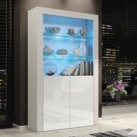 Mex Furniture LTD Display Cabinet with LED Lights & Gloss Doors / 170cm in White