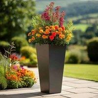 Woven Wood 90cm Zinc Matte Grey Tall Flared Tapered Square Planter