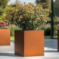 Woven Wood 60cm Zinc Galvanised Copper Square Planter
