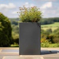 Access Garden Products 50cm Zinc Galvanised Matte Grey Tall Square Planter
