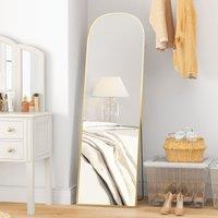 HOMCOM Full Length Mirror with Aluminium Alloy Frame Hanging Leaning Gold | Size: Small