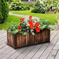 OUTSUNNY Wooden Raised Garden Bed Planter 120 x 50 x 45cm with Drainage Gaps in Brown | Size: 120 x 50 x 45 cm