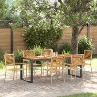 Berkfield Home 7 Piece Garden Dining Set Beige Poly Rattan Acacia