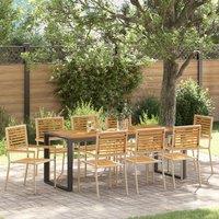 Berkfield Home 9 Piece Garden Dining Set Beige Poly Rattan Acacia