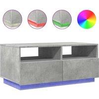 Berkfield Home Coffee Table with LED Lights Concrete Grey 90x49x40 cm | Size: 90 x 49 x 40 cm