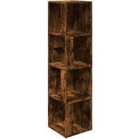 Berkfield Home Corner Cabinet Smoked Oak 33x33x132 cm Engineered Wood in Brown | Size: 33 x 33 x 132 cm