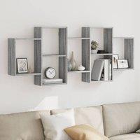 Berkfield Home Wall Shelf Grey Sonoma 159x18x65 cm Engineered Wood | Size: 159 x 18 x 65 cm