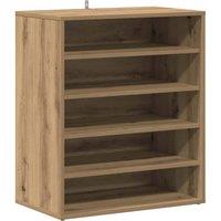 Berkfield Home Shoe Cabinet Artisan Oak 60x35x70 cm Engineered Wood in Brown | Size: 60 x 35 x 70 cm