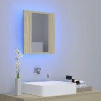 Berkfield Home LED Bathroom Mirror Cabinet Sonoma Oak 40x12x45 cm in Brown | Size: 40 x 12 x 45 cm