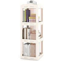 Costway Foldable Rotating Bookshelf 3-Tier Revolving Bookcase Display Shelf in White