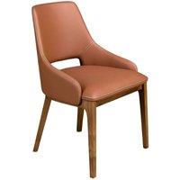 Angel Cerda Brown Leatherette Dining Chair with Walnut Legs