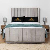 UK Bed Furniture Seoul Wingback Divan Bed Base with 54 Inch Headboard - No Storage in Silver | Size: Single