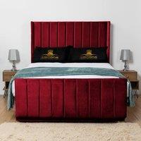 UK Bed Furniture Seoul Wingback Divan Bed Base with 54 Inch Headboard - No Storage in Maroon | Size: Single